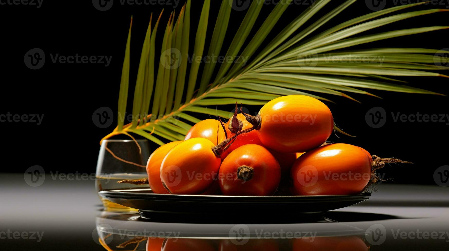 Foto av handflatan frukt på en minimalistisk tabell. generativ ai