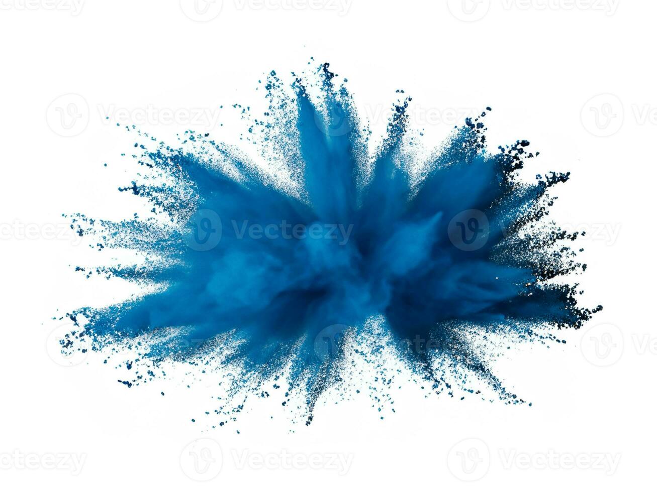 blå explosion av pulver på en vit bakgrund foto