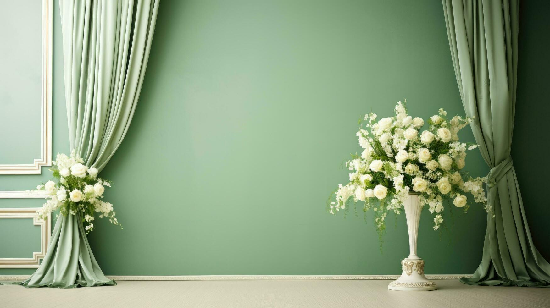 lugna grön bröllop atmosfär, generativ ai foto