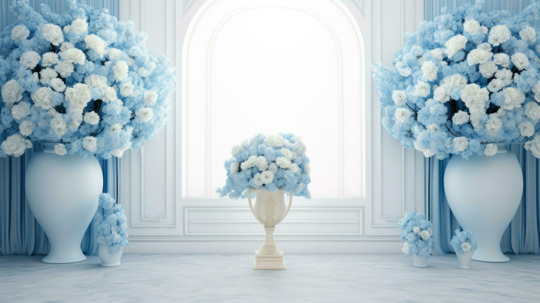 bröllop bakgrund i nyanser av blå, generativ ai foto