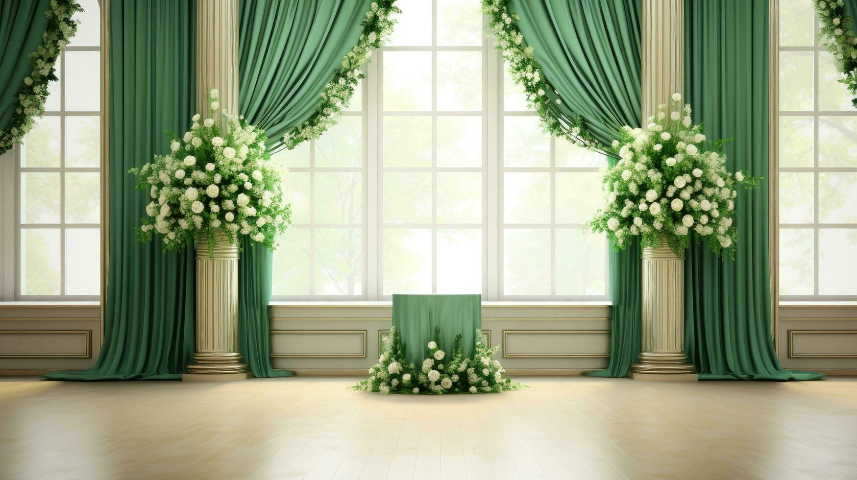 smaragd- drömmar bröllop bakgrund, generativ ai foto