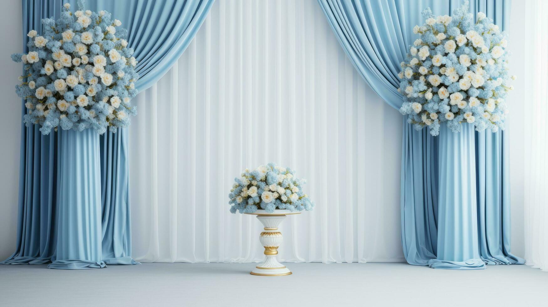 blå tema bröllop bakgrund, generativ ai foto
