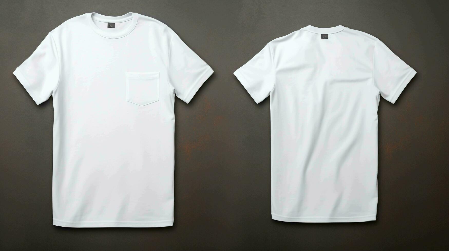 vit t-shirt attrapp och främre se svart bakgrund, ai-genererad foto
