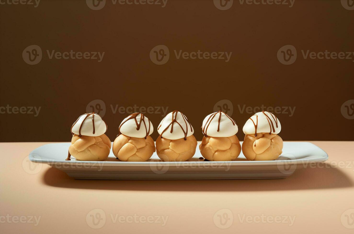 minimalistisk profiteroles kakor. generativ ai foto