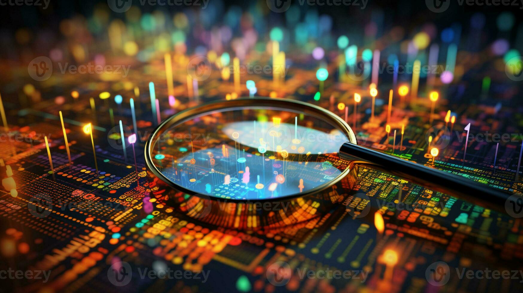 data visualisering, stänga upp teknologi digitalisering, optimering av avancerad elektronik, data brytning, artificiell intelligens, företag analys, ai generativ foto