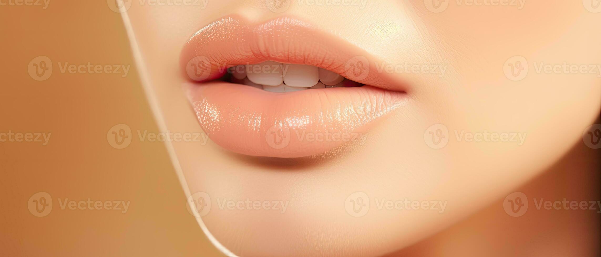 närbild av kvinna mun, ai genererad foto
