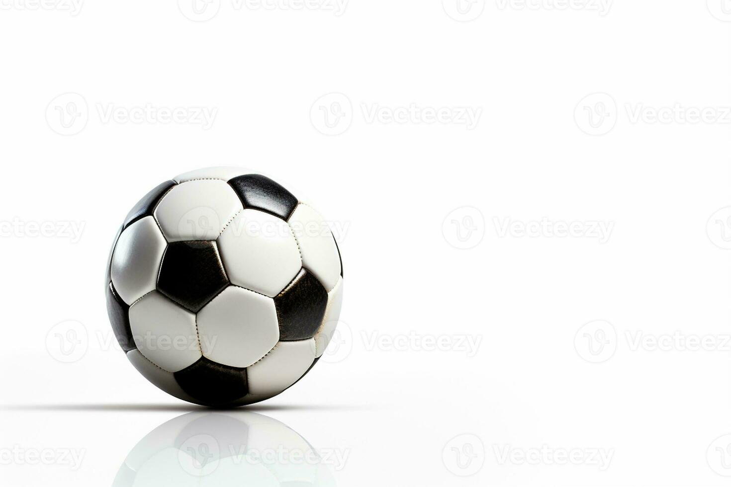 svart och vit fotboll boll isolerat på vit bakgrund med kopia Plats. ai genererad foto
