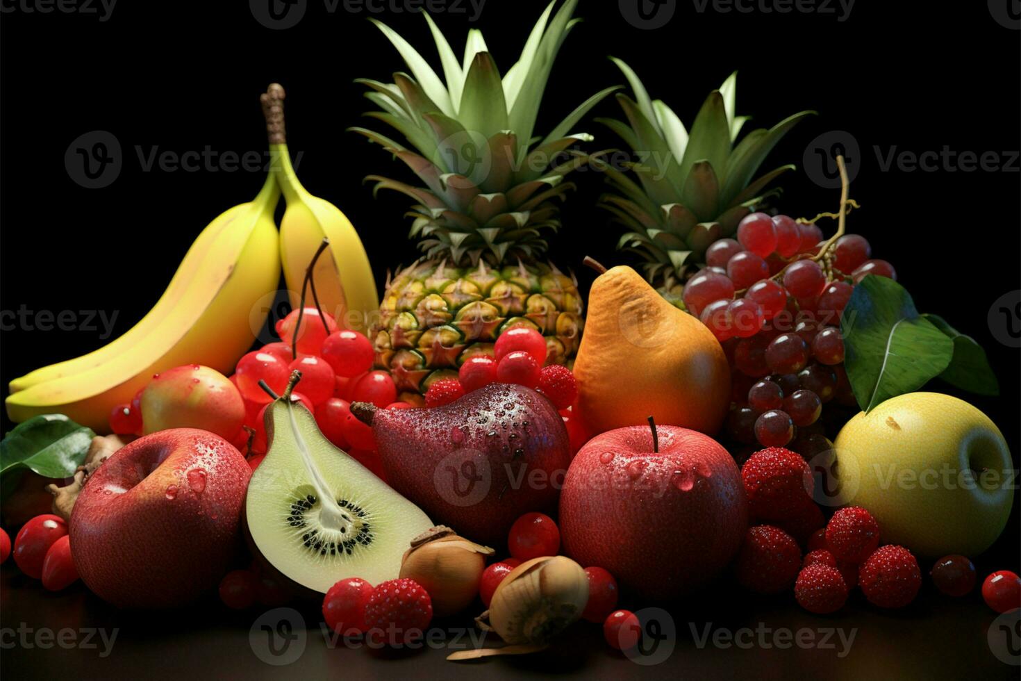 en olika urval av frukter, erbjudande en bred räckvidd av smaker ai genererad foto