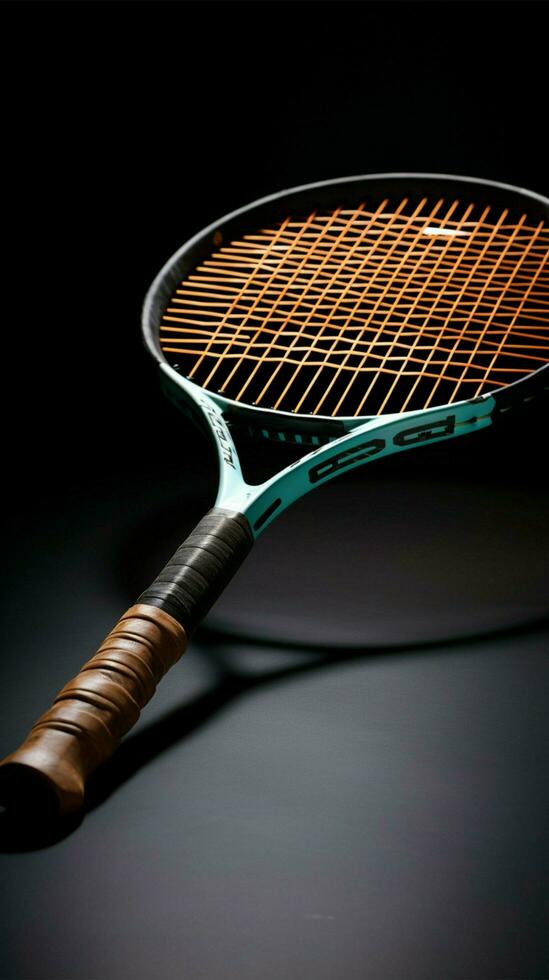 expert- racketen sport, proffs spelare, fjäderboll, racketen utställning badminton förträfflighet vertikal mobil tapet ai genererad foto