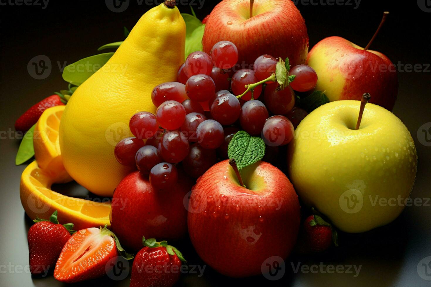 en blanda av blandad frukter, erbjudande en mängd av smaker ai genererad foto