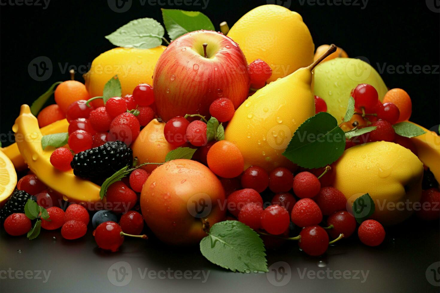 ett blandad blanda av färsk, mogen frukt för din njutning ai genererad foto