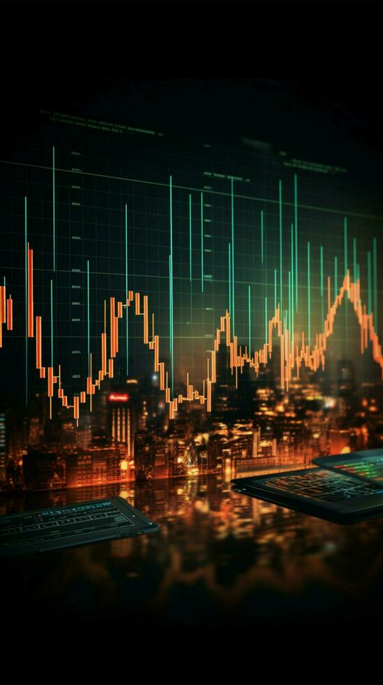 ett informativ och engagerande titel bild visning företag och stock marknadsföra grafer vertikal mobil tapet ai genererad foto