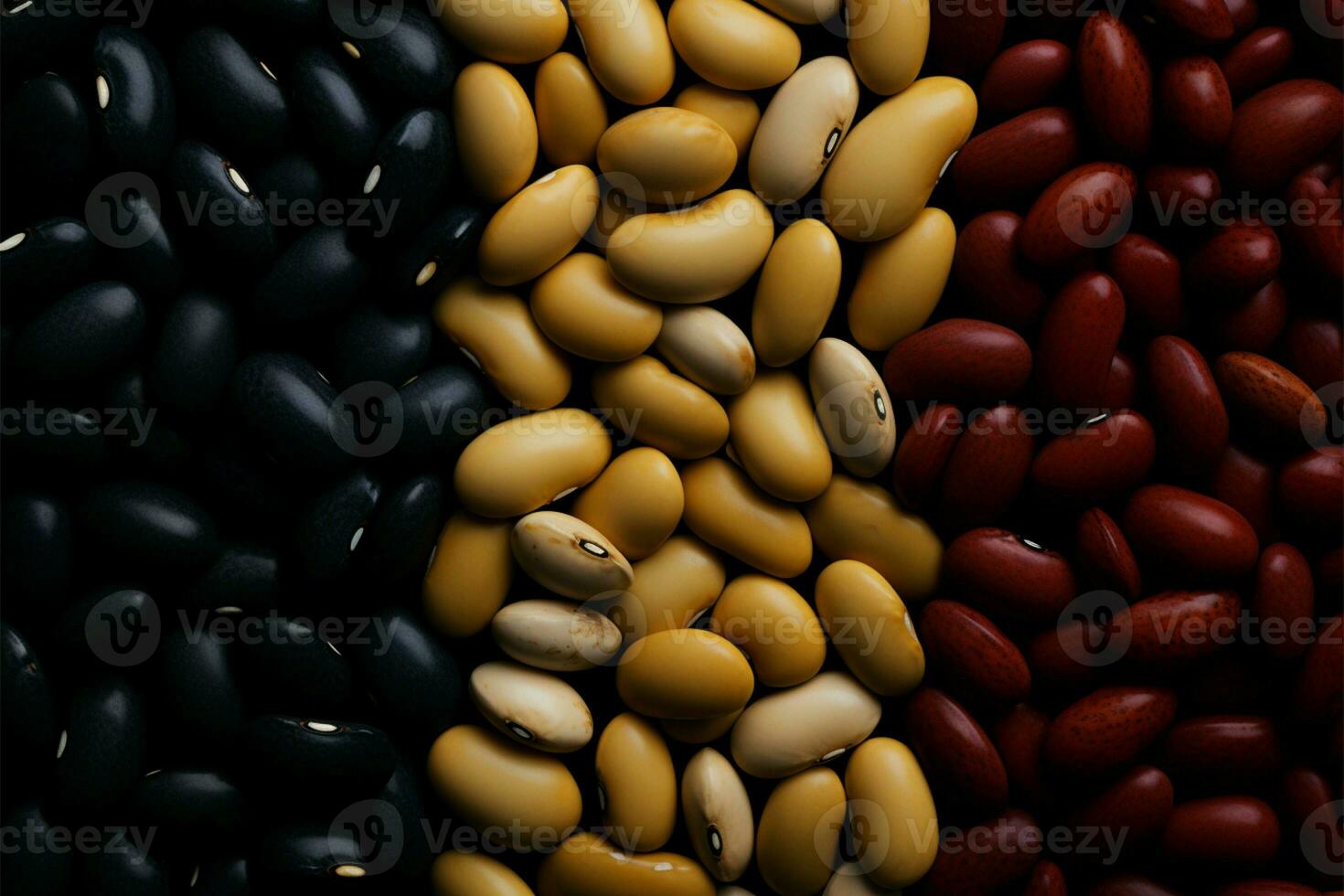 stor bönor förenad i en mönster visa upp perfekt harmoni och mångfald ai genererad foto
