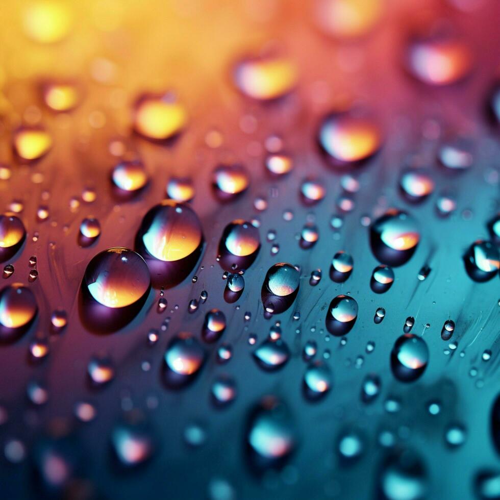 små regndroppar på en vibrerande lutning blandad Färg bakgrund, en harmonisk blandning för social media posta storlek ai genererad foto