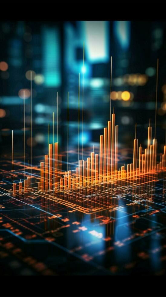 företag beslut informerad förbi ljusstake Graf illustrerar stock marknadsföra trender effektivt vertikal mobil tapet ai genererad foto