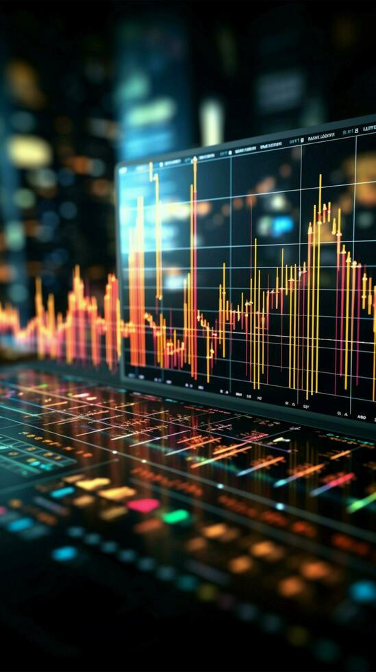 grafer avslöja företag, stock marknadsföra trender, mönster i informativ visuella vertikal mobil tapet ai genererad foto
