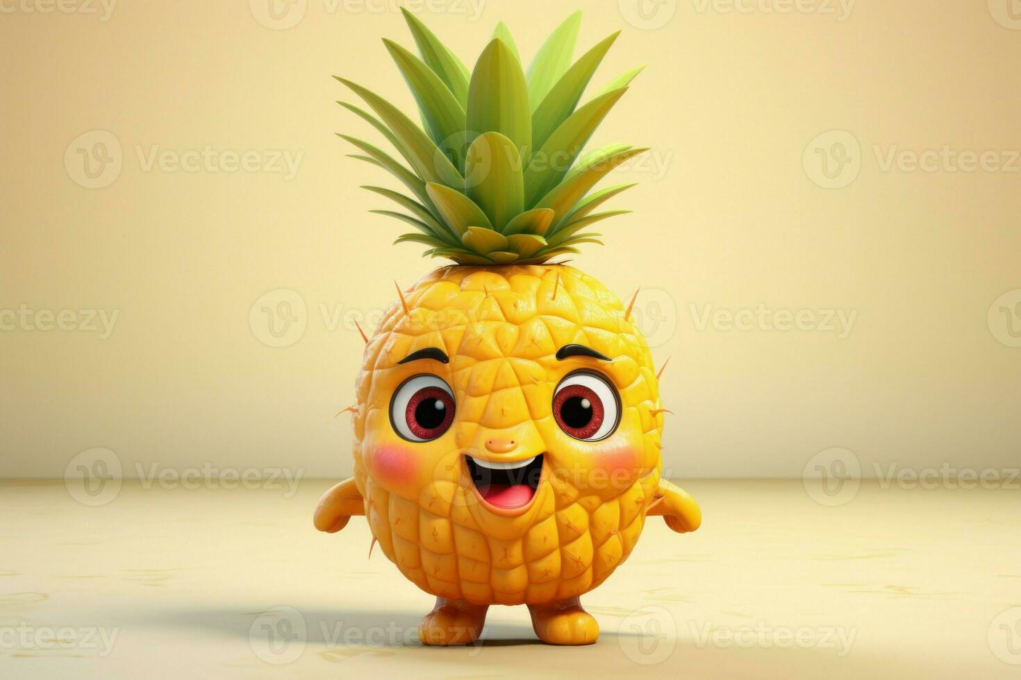 söt ananas karaktär. generera ai foto