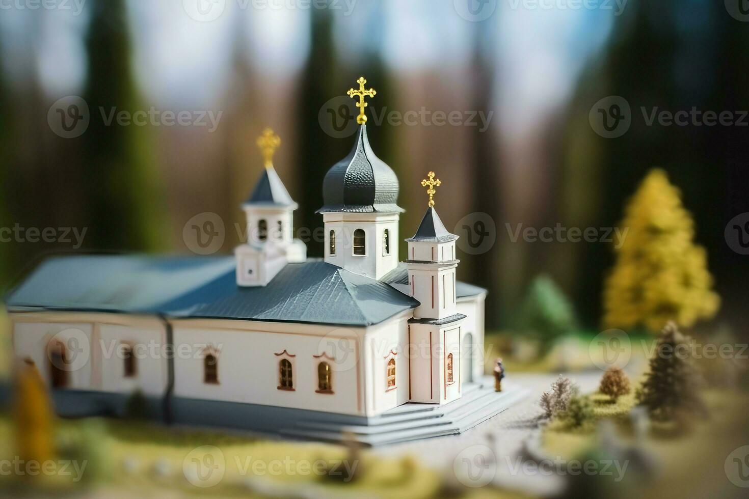 kyrka modell projekt. generera ai foto