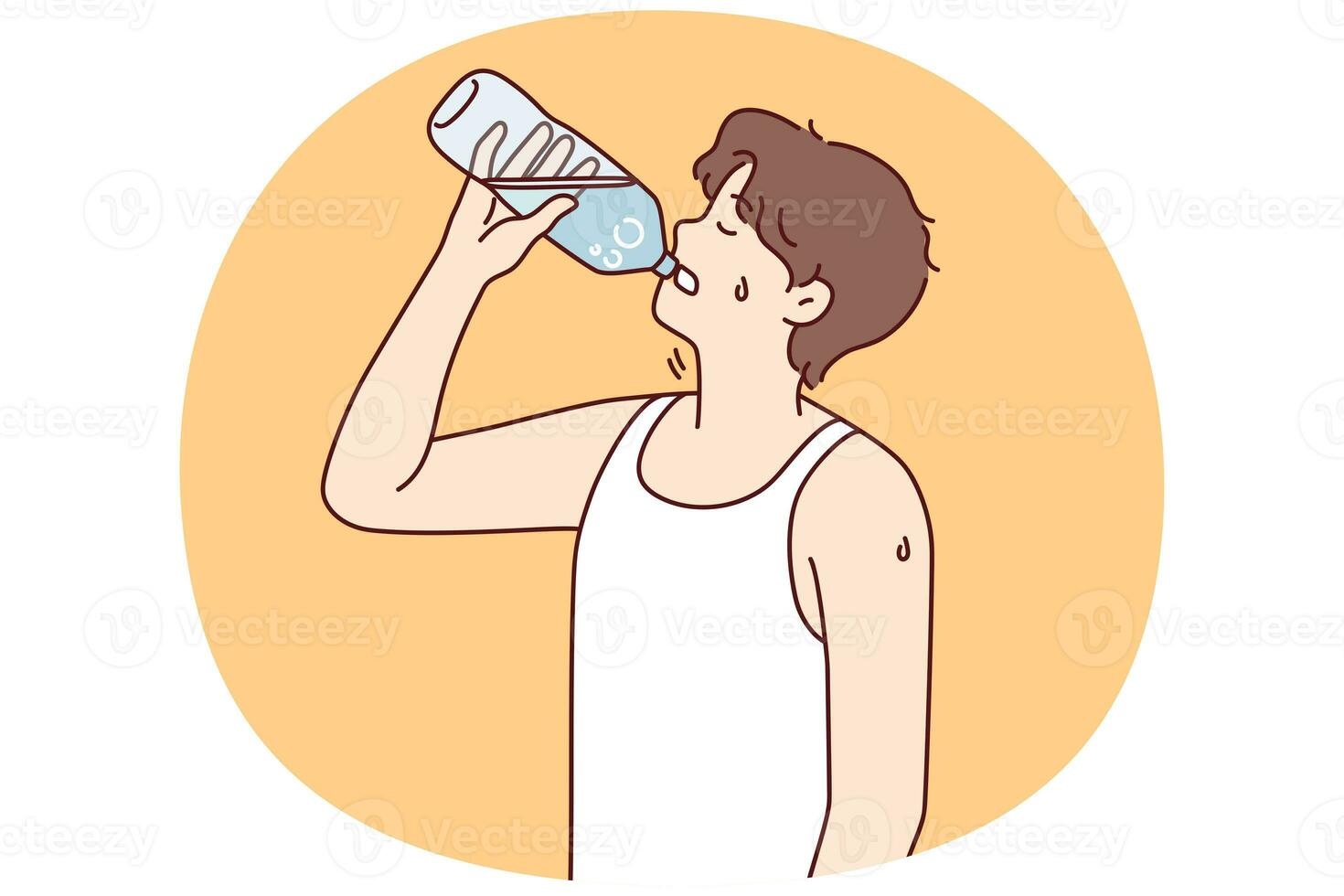 törstig man dricka vatten från flaska foto