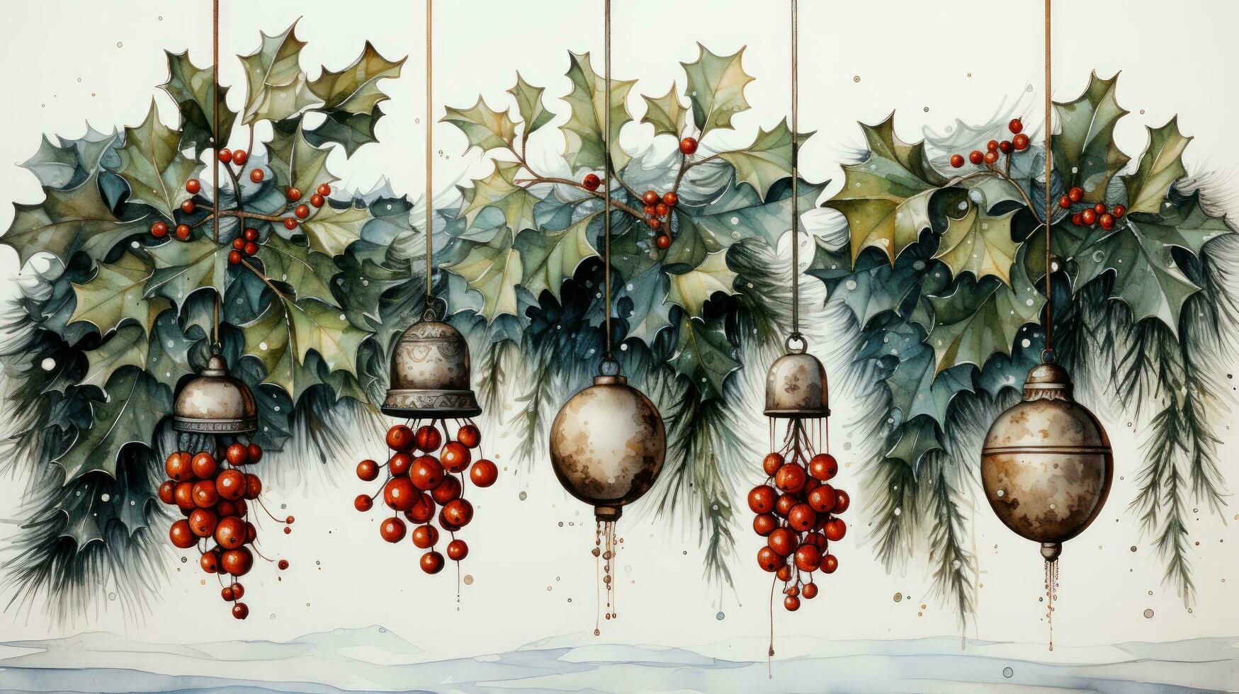 jul träd dekorationer, dekoration mönster illustration för de jul och ny år Semester foto