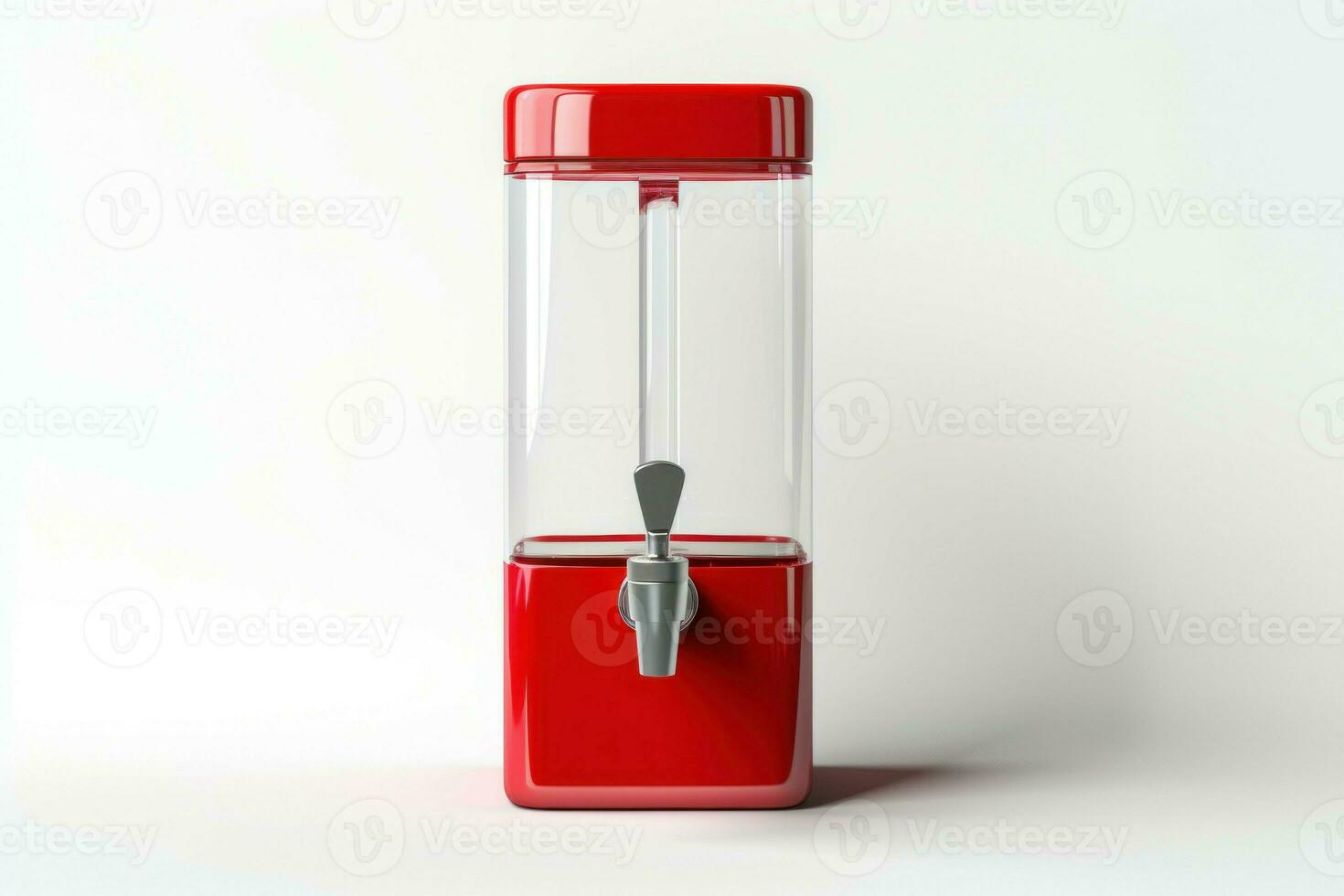 dispenser för drycker röd Utrustning. generera ai foto