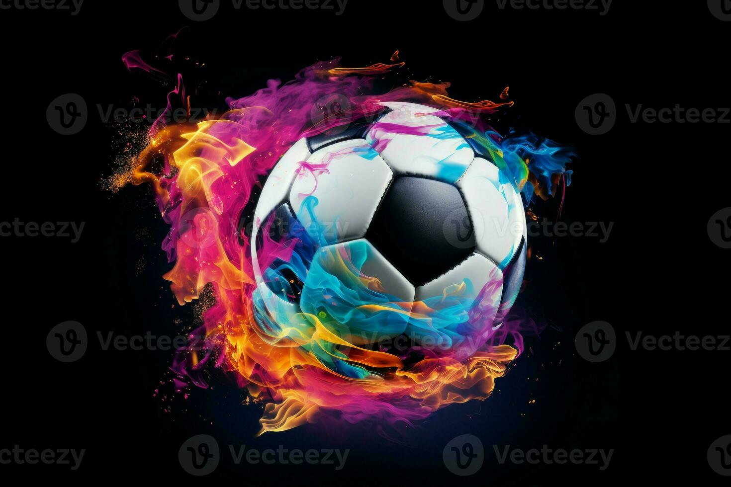 iögonfallande fotboll rök boll. generera ai foto