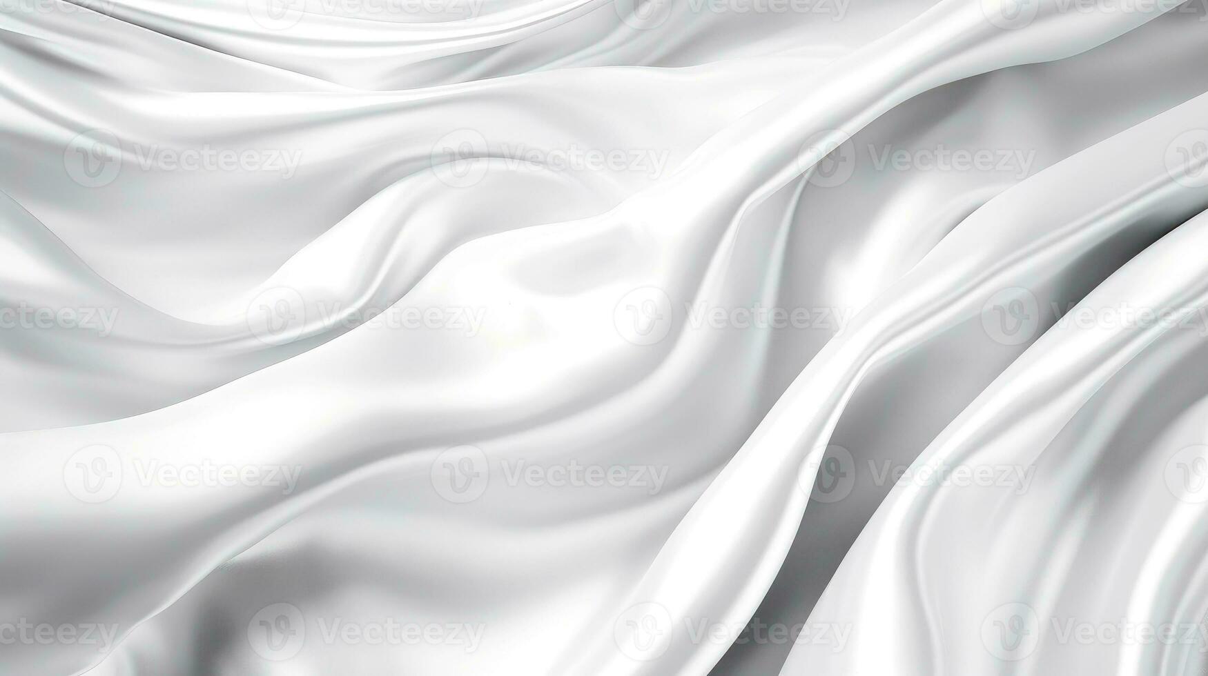 stänga upp av silver- silke bakgrund, abstrakt vit trasa tyg Vinka, generativ ai illustration foto