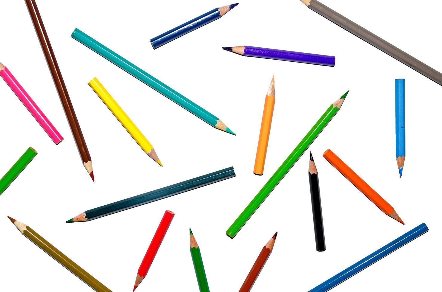 färgpenna och penna på vit bakgrund foto