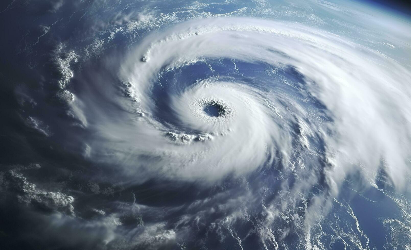 super tyfon, tropisk storm, cyklon, tornado, över hav. väder bakgrund. generativ ai foto