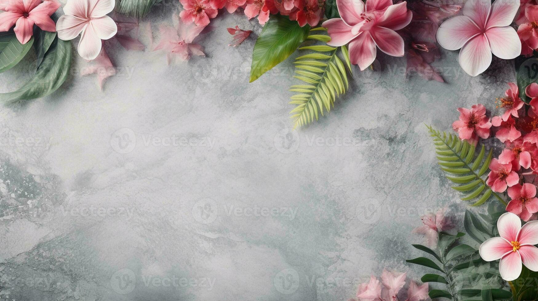 Plats för text på texturerad bakgrund omgiven förbi dekorativ sten och blommor, bakgrund bild, ai genererad foto