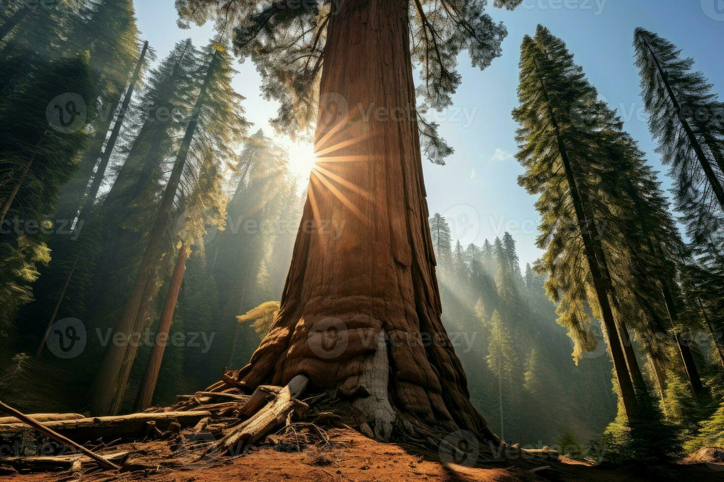 jätte sequoia träd. generera ai foto