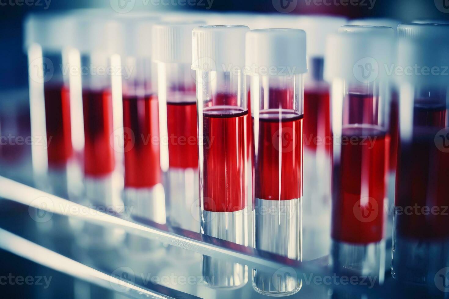 stänga upp se av testa rör med blod samples.ai generativ foto
