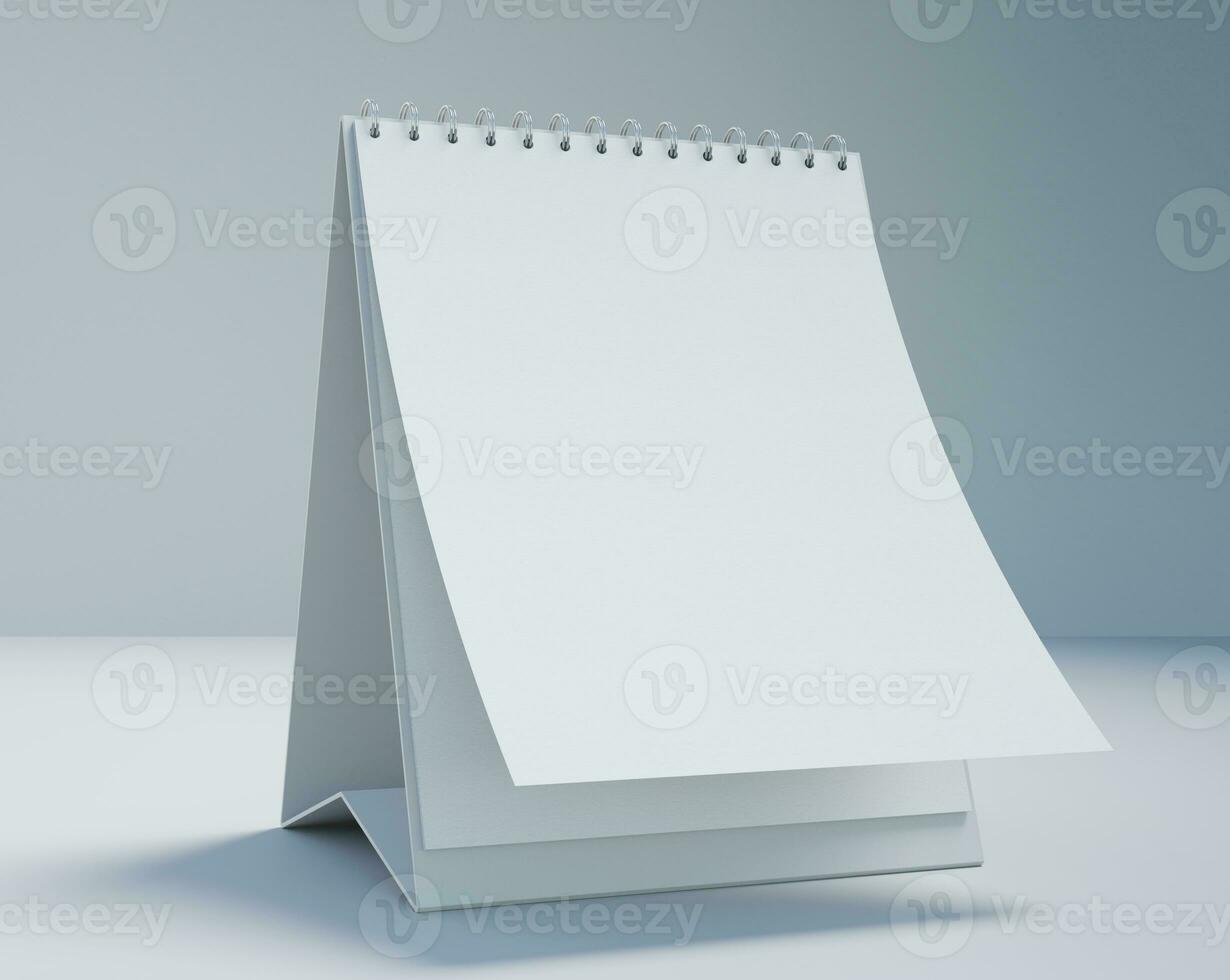 skrivbord kalender med vit papper lämplig för kalender design presentation foto