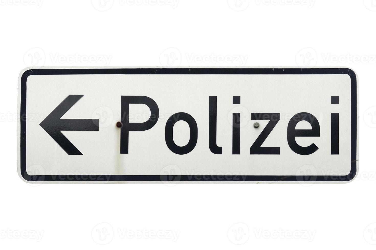 tyskt tecken isolerat över vitt. polizei polis foto