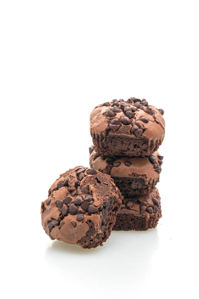 mörk choklad brownies toppad av chokladflis foto