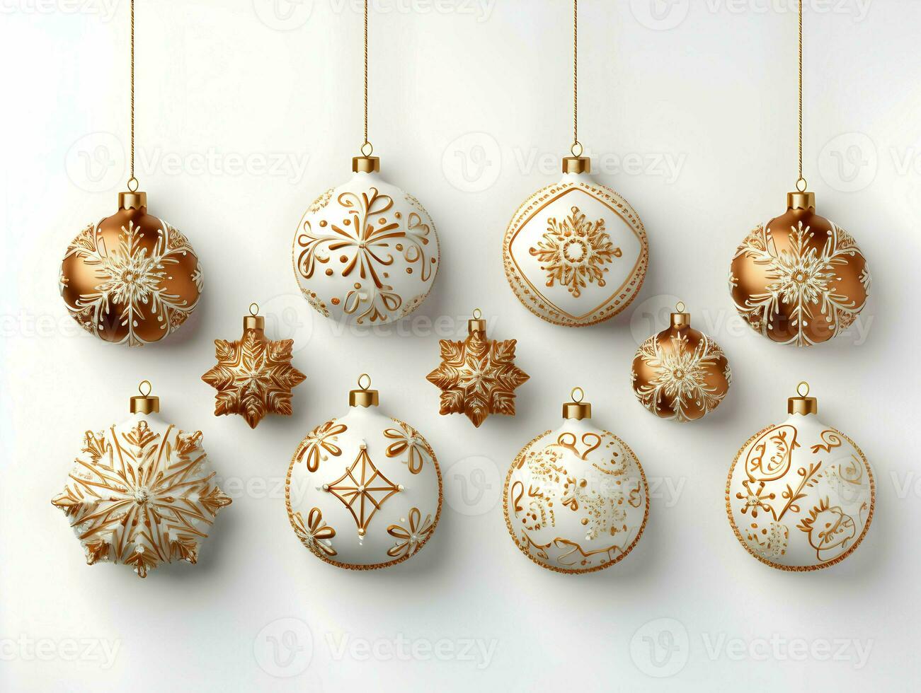 jul dekorationer och högtider på vit bakgrund. hög kvalitet. ai generativ foto
