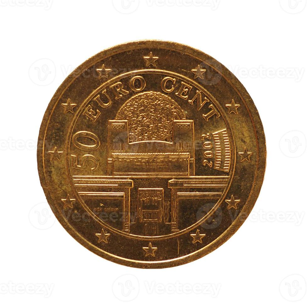 50 cent mynt, Europeiska unionen, Österrike isolerat över vitt foto