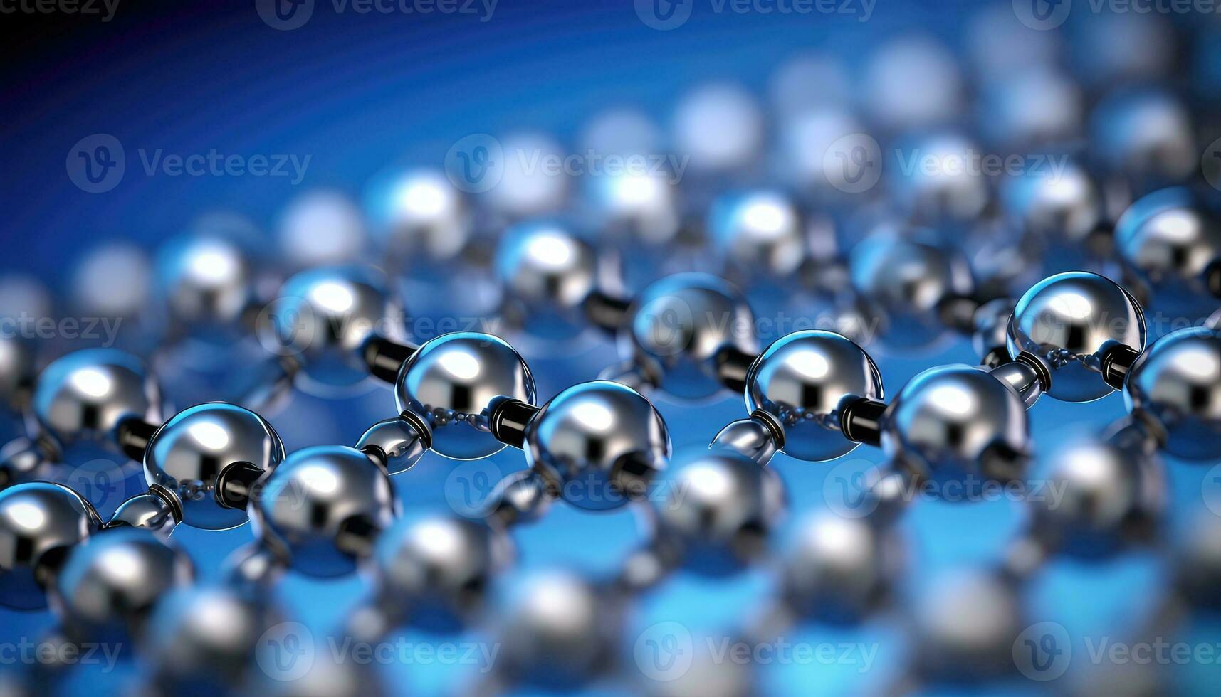 metall atomer faller på hexagonal yta ai genererad foto