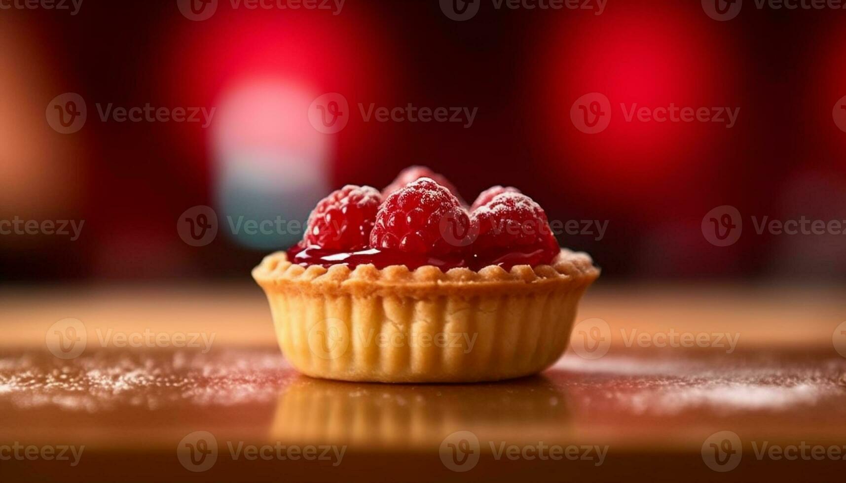 nyligen bakad hemlagad muffins med hallon och blåbär pålägg på tabell genererad förbi ai foto