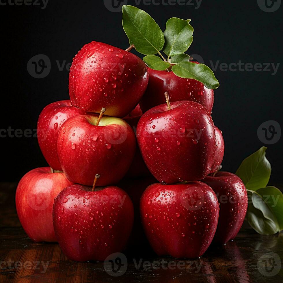 färsk skön röd äpplen ai generativ foto