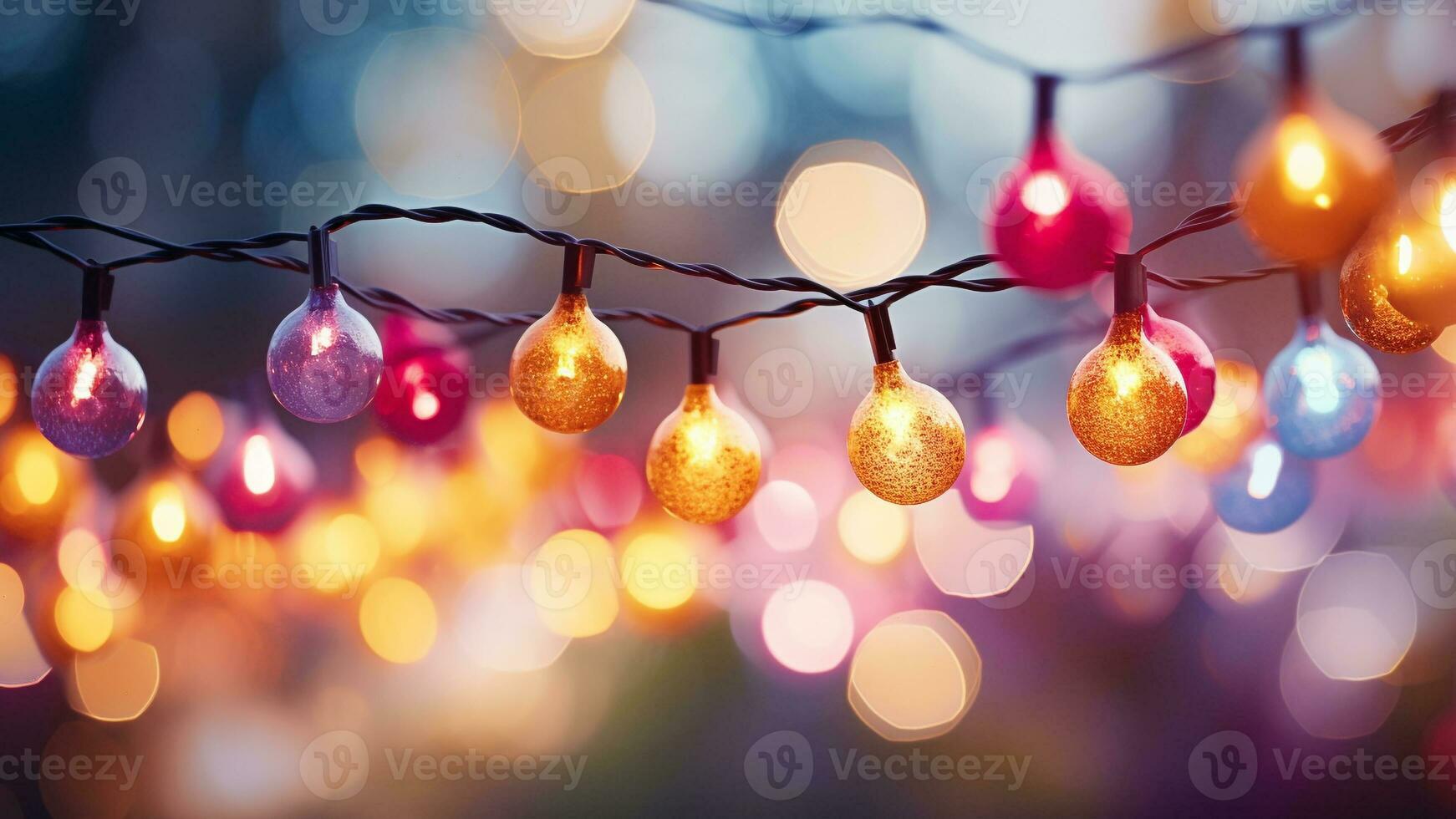 festlig bokeh fotografi magi av jul lampor, ai generativ foto