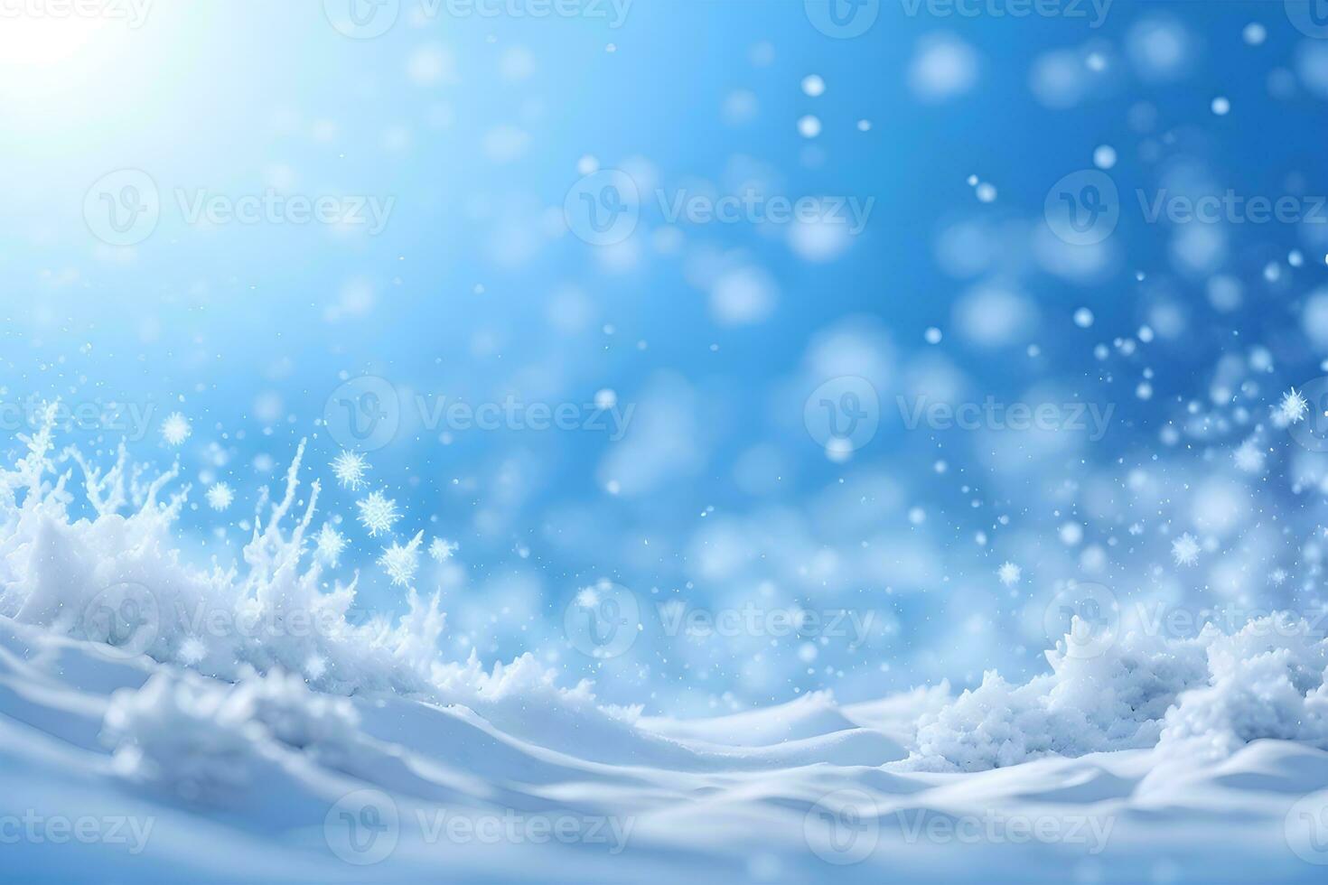 vinter- bakgrund med snöflingor och bokeh ljus.jul bakgrund.generativ ai. foto