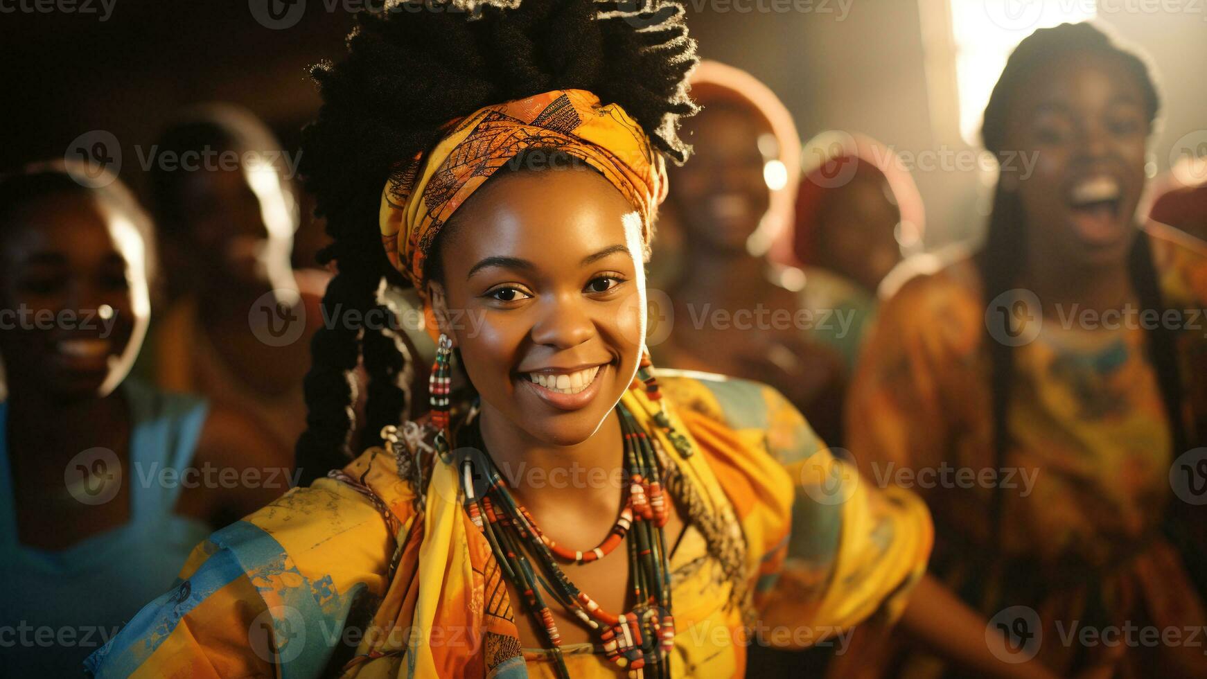 vibrerande väsen av afrikansk amerikan kulturell firande, ai generativ foto
