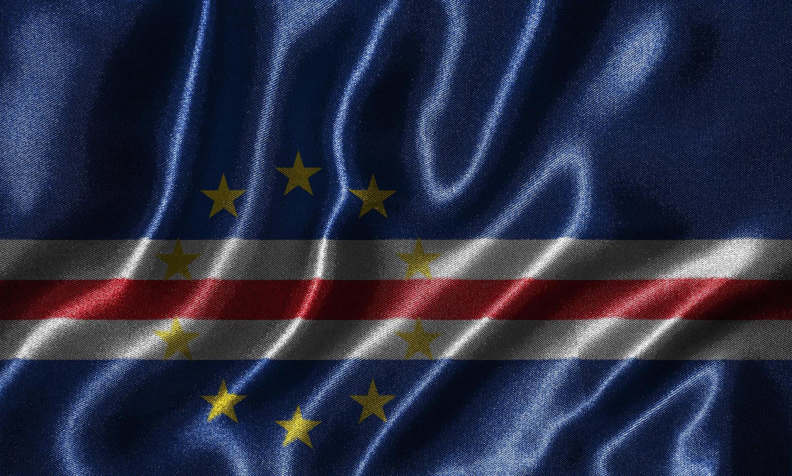 tapet av cape verde flagga och viftande flagga av tyg. foto