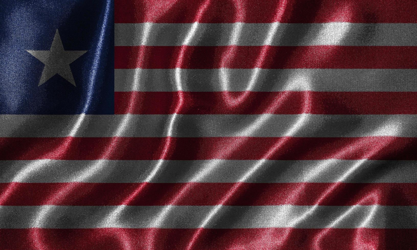 tapeter av Liberias flagga och viftande flagga av tyg. foto