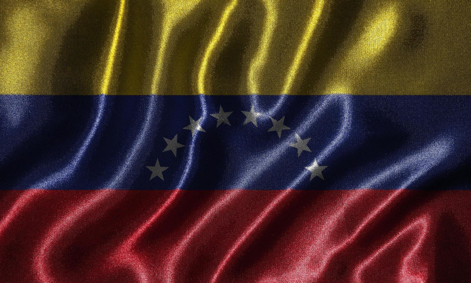 tapet av venezuela flagga och viftande flagga av tyg. foto