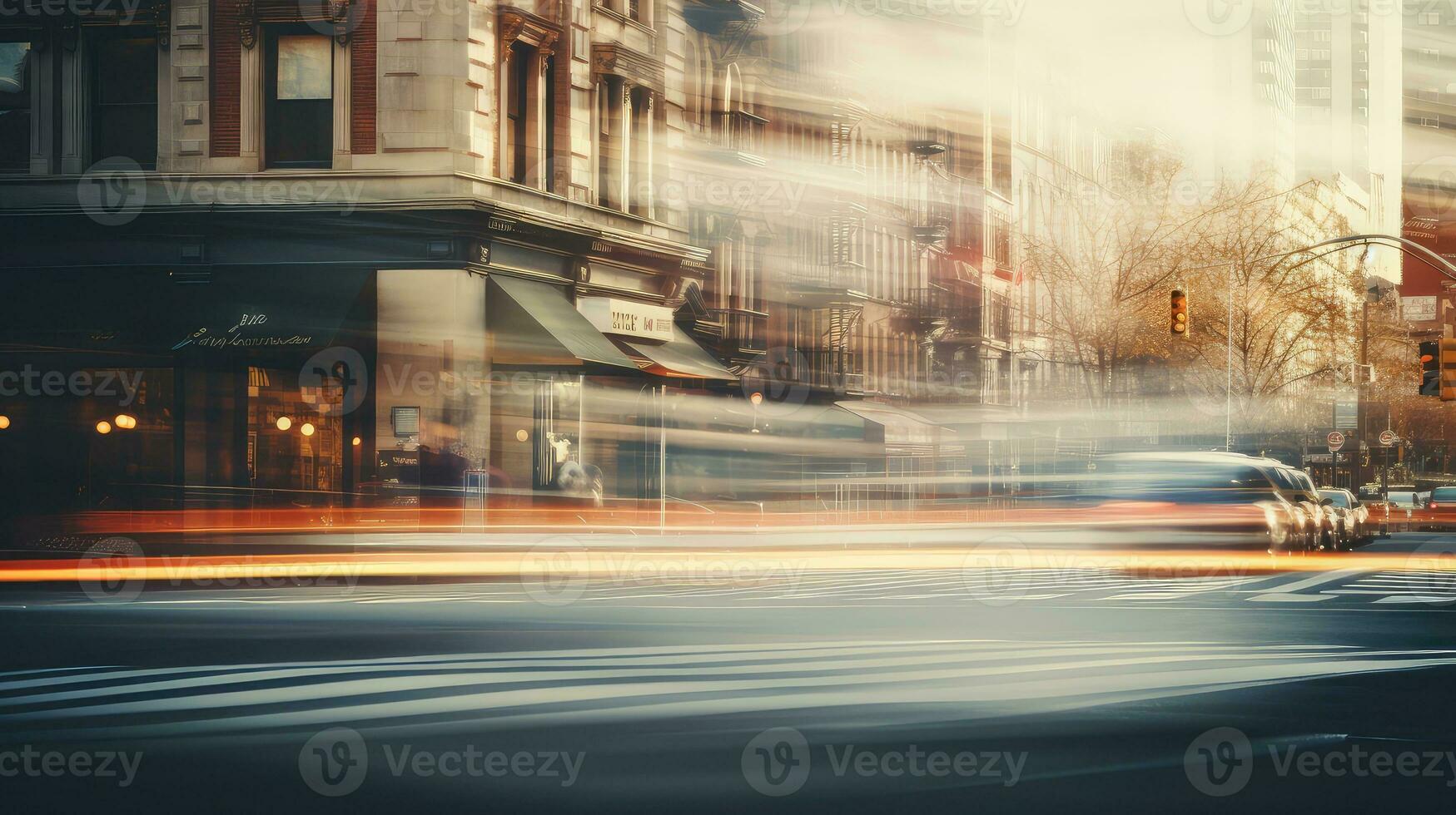 abstrakt suddigt byggnad stad bakgrund ai genererad foto