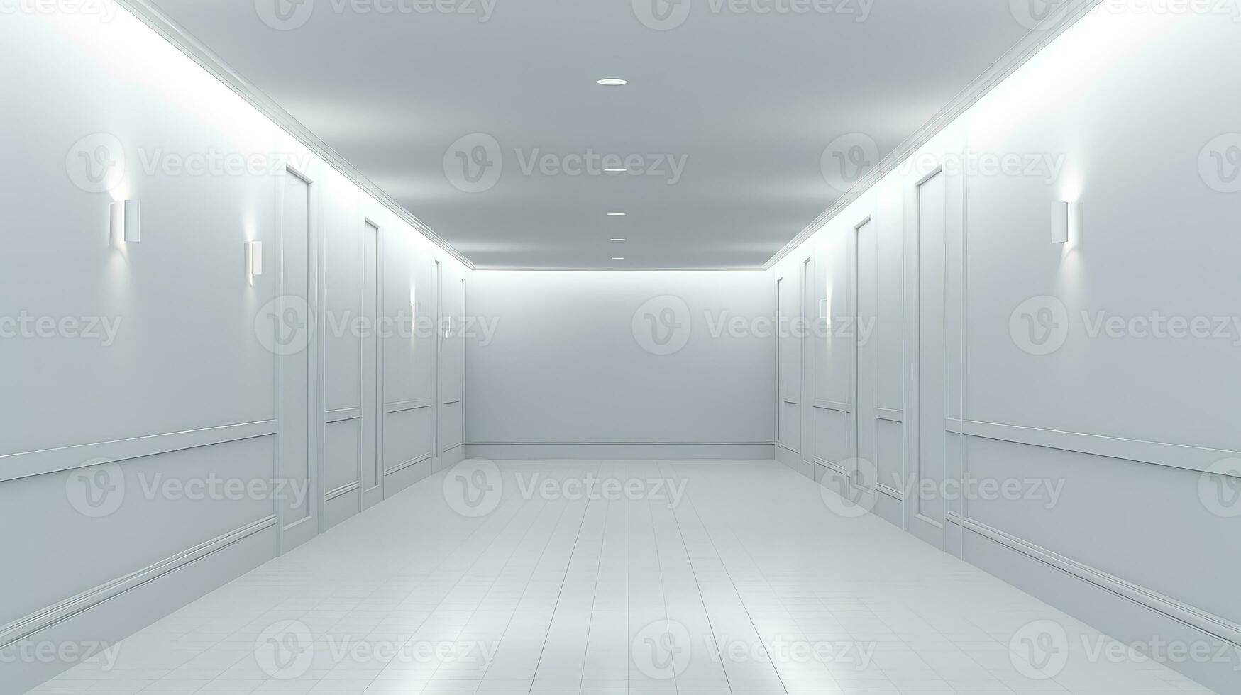 ljus tömma produkt korridor bakgrund ai genererad foto