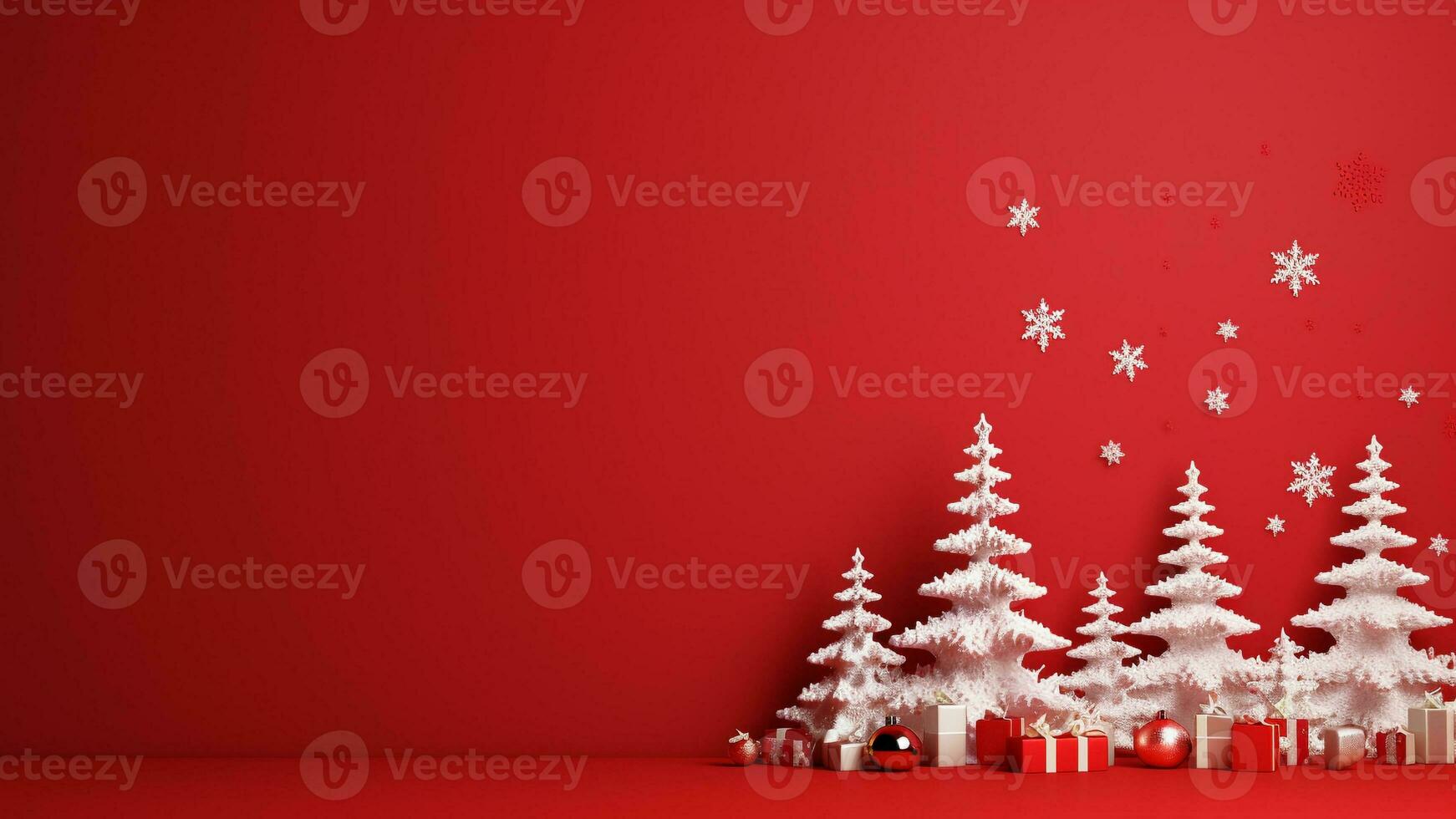 glad jul röd bakgrund med riklig kopia Plats, ai generativ foto