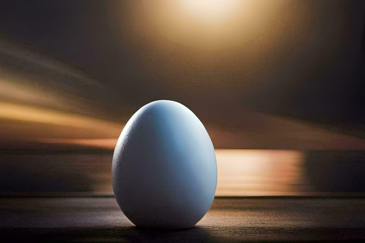 ett ägg Sammanträde på en tabell i främre av en ljus ljus. ai-genererad foto
